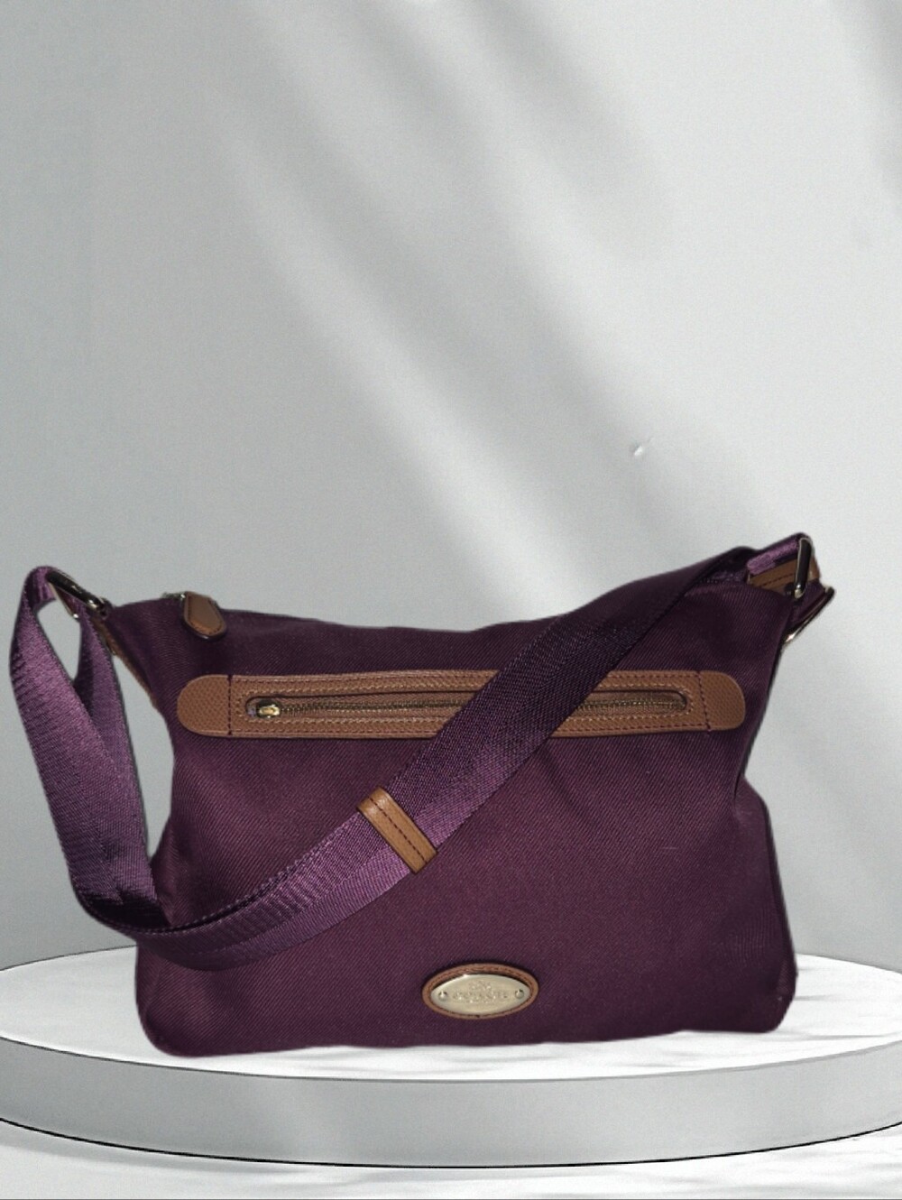 Coach Sawyer Canvas Crossbody Plum